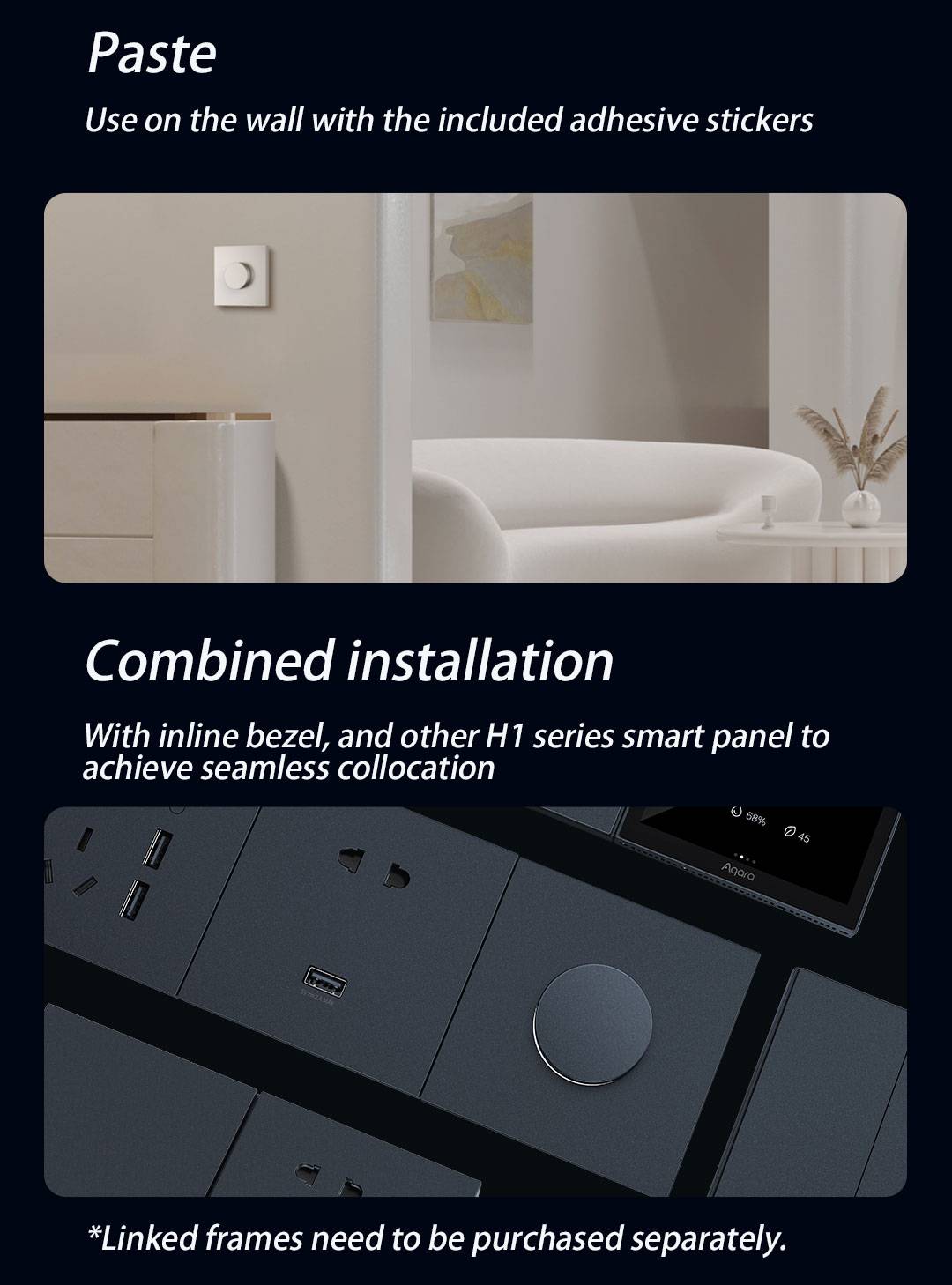 Aqara-atenuador inteligente H1, interruptor inalámbrico, ajuste inteligente, brillo de luz, vida en el hogar, Zigbee 3, Control remoto a través de Homekit