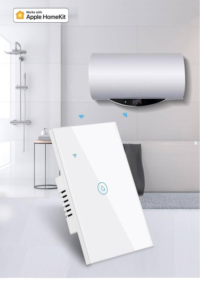 Interruptor de caldera con WiFi, calentador de agua inteligente, automatización del hogar, Control por voz por Alexa, Google Home, Apple, Siri, 20A, estándar US/AU HomeKit