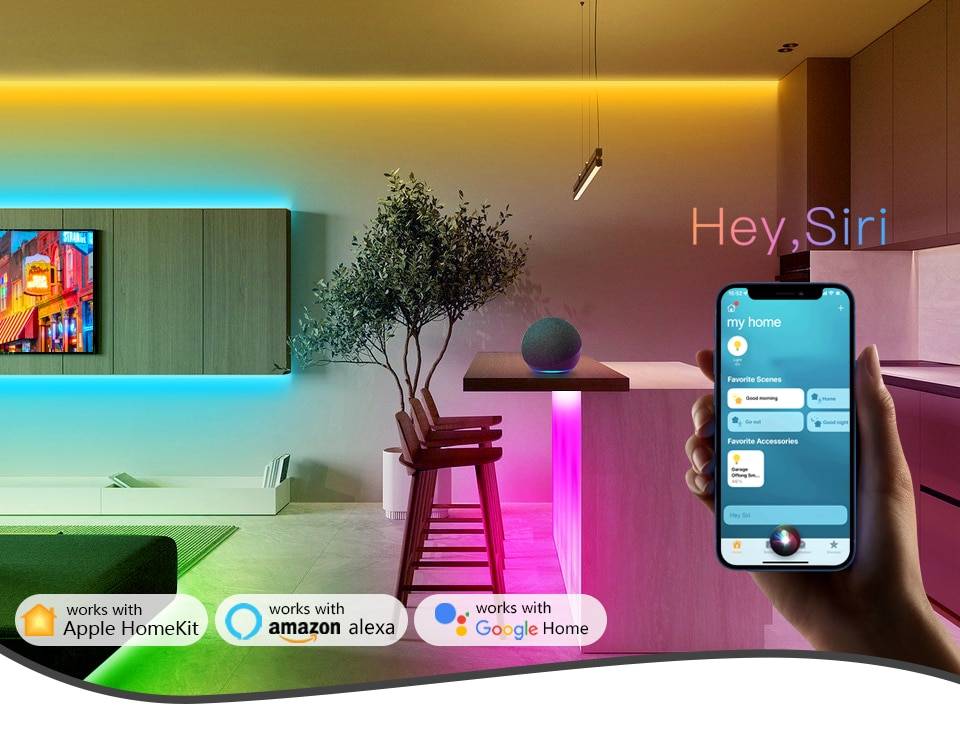 Homekit-Tira de luces LED RGB para el hogar, Kit de luces de neón para Apple Smart Life, interruptor WiFi, Control remoto, cinta de señal de neón, decoración de pared, lámpara inteligente